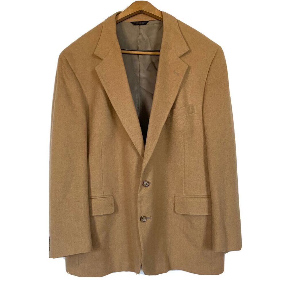 Hardwick Vintage Mens Blazer Sport Coat Jacket Beige Tan Soft Wool Brown Buttons